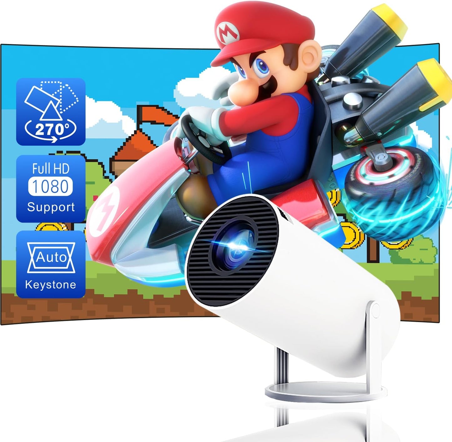 Vidéoprojecteur intelligent 4K compact avec Wi-Fi 6 et Bluetooth 5.0